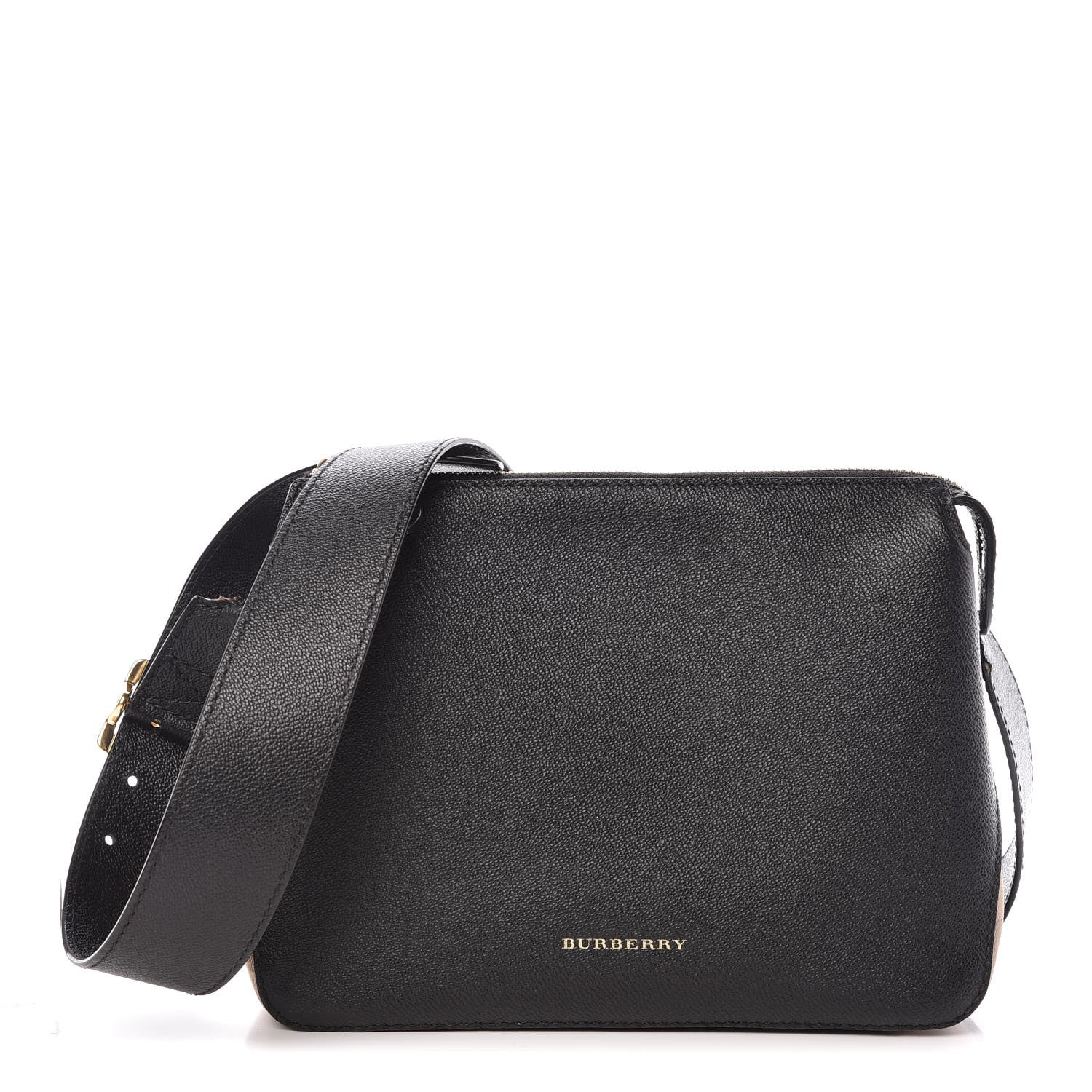 Burberry Soft Grain Calfskin House Check Small Helmsley Crossbody Black 1 of 10