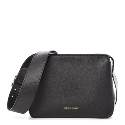 Burberry Soft Grain Calfskin House Check Small Helmsley Crossbody Black 1 of 10