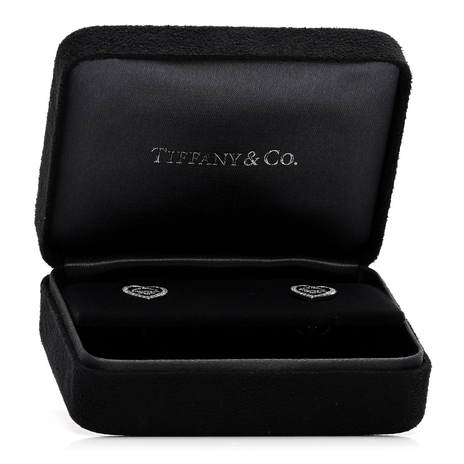Tiffany 18K White Gold Diamond Return To Tiffany Heart Tag Earrings 5 of 5
