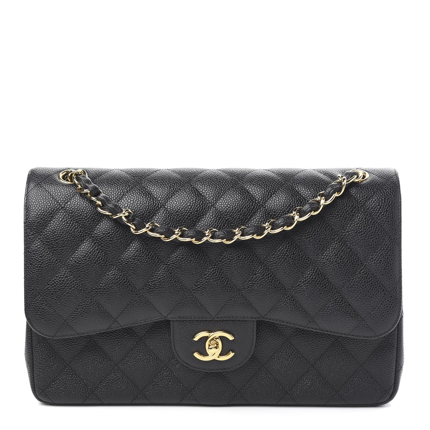 Caviar Quilted Jumbo Double Flap Black