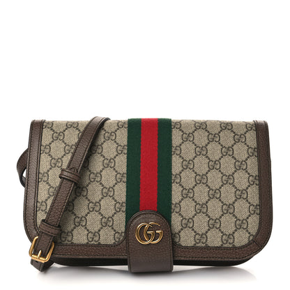 Gucci GG Supreme Monogram Web Ophidia Flap Messenger Bag Beige New Acero 1 of 8