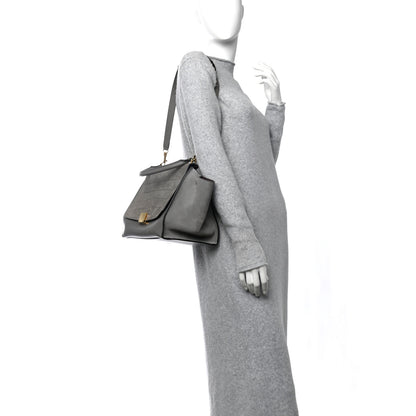 Celine Crocodile Embossed Nubuck Medium Trapeze Grey 3 of 10