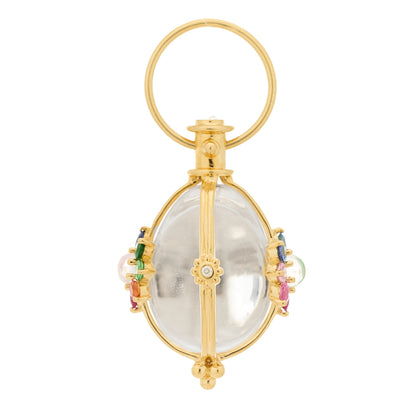 Temple St. Clair 18K Yellow Gold Diamond Rock Crystal Multi Gemstone Floral Amulet Pendant 4 of 6