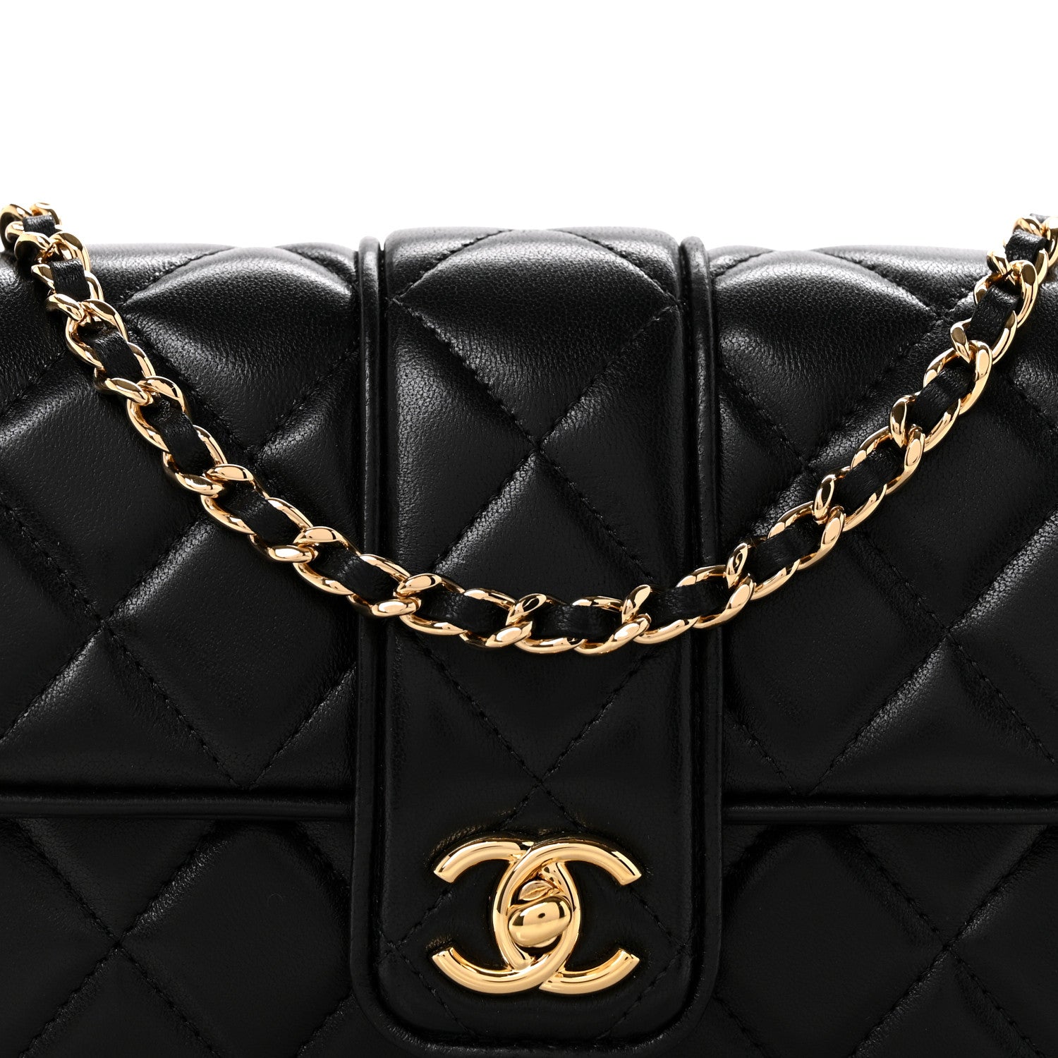 Chanel Lambskin Quilted Tab Mini Flap Black 8 of 12