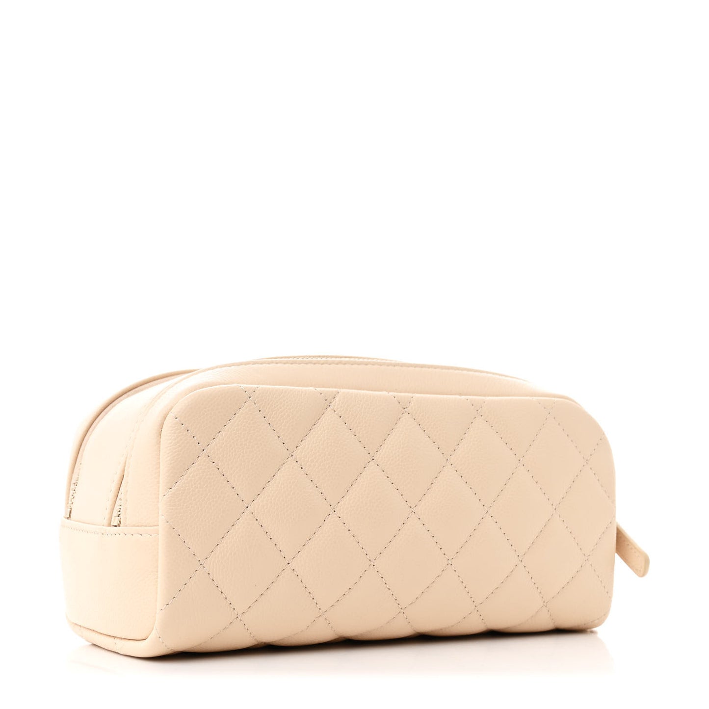 Caviar Quilted Toiletry Case With Chain Light Beige