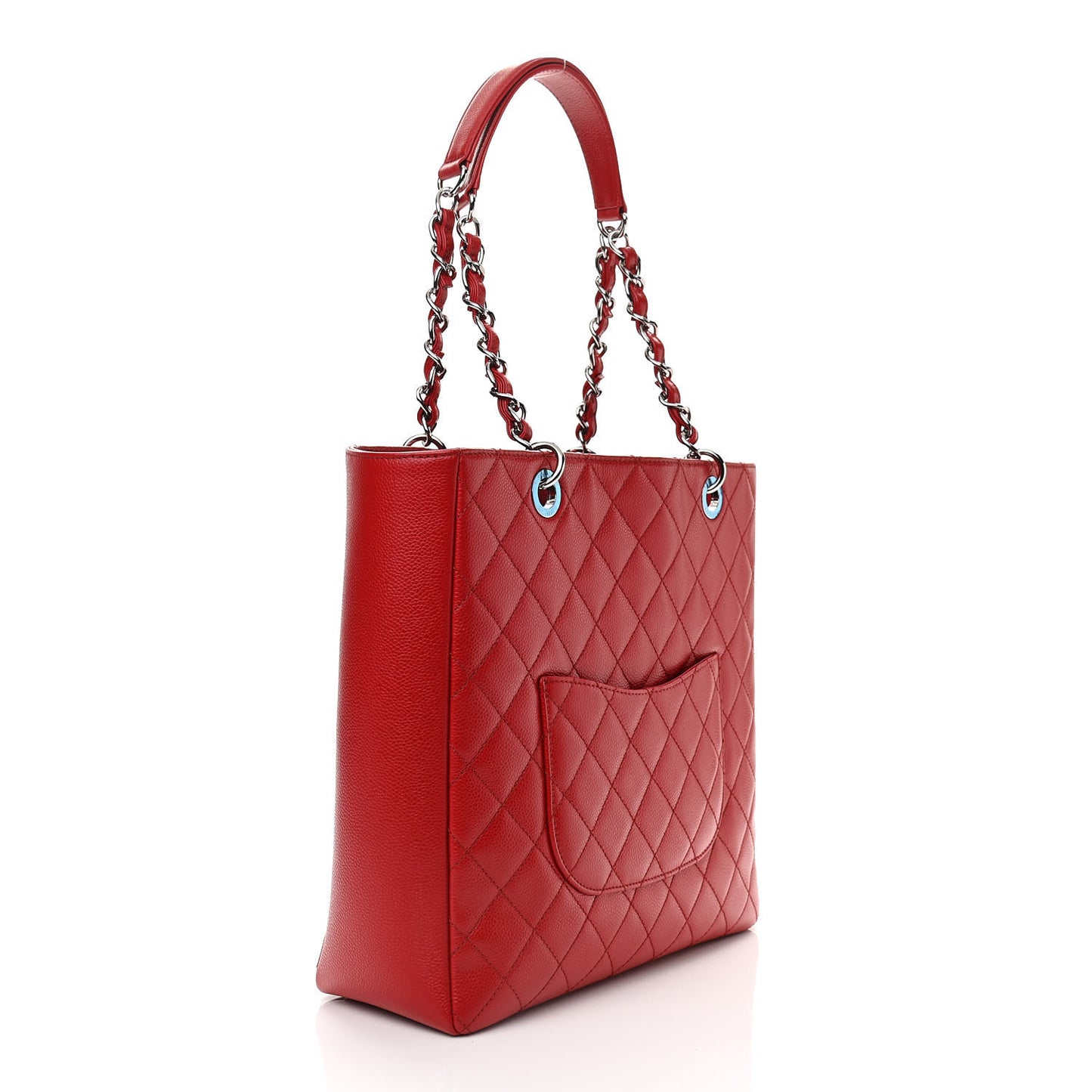 Caviar Quilted Vertical Grand Shopping Tote GST Red