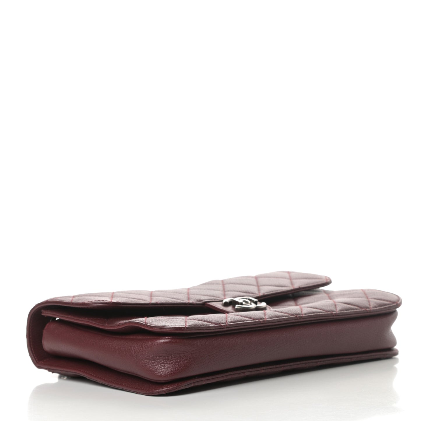 Goatskin Quilted Large Perfect Edge Flap Burgundy