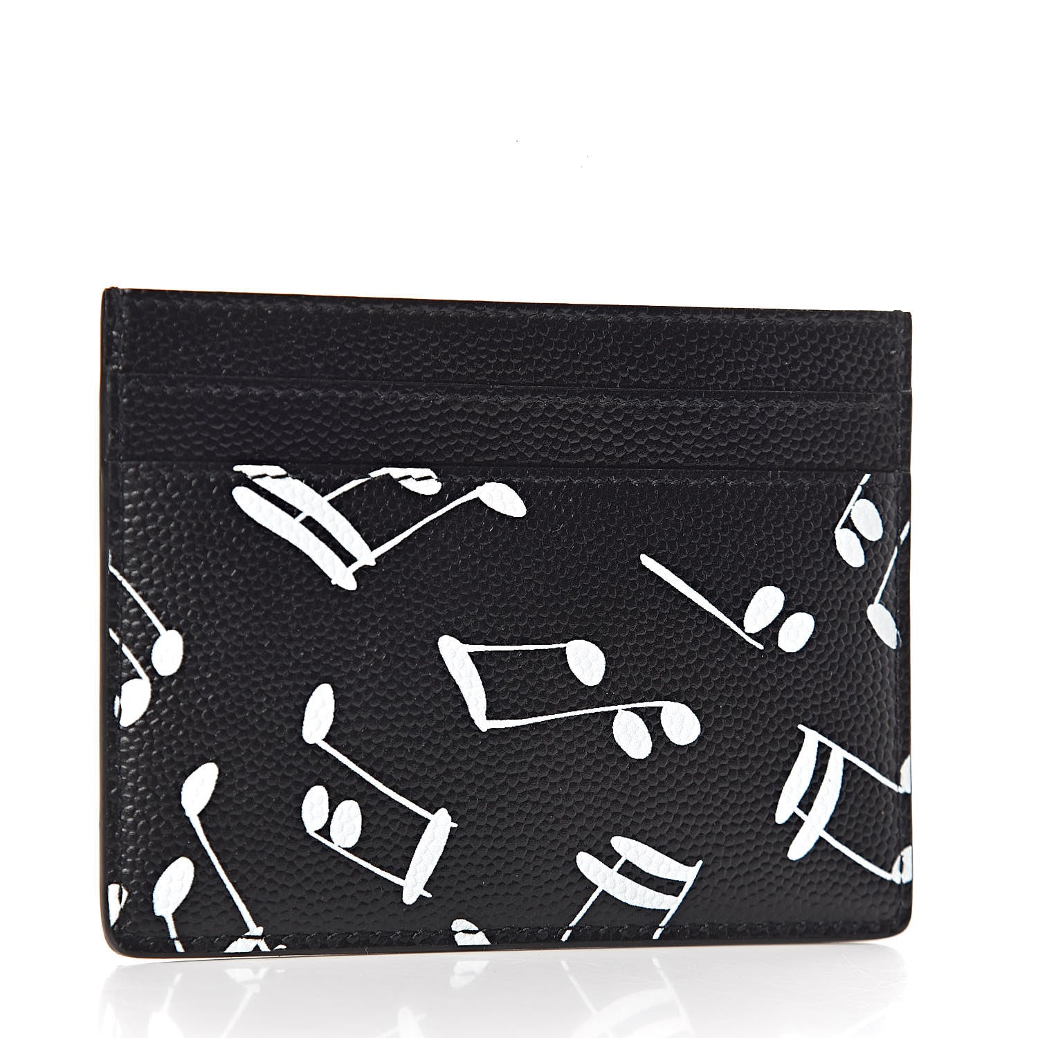 Saint Laurent Grain de Poudre Musical Notes Credit Card Case Black 3 of 8