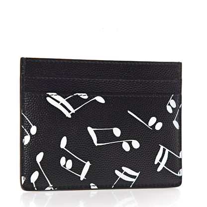 Saint Laurent Grain de Poudre Musical Notes Credit Card Case Black 3 of 8