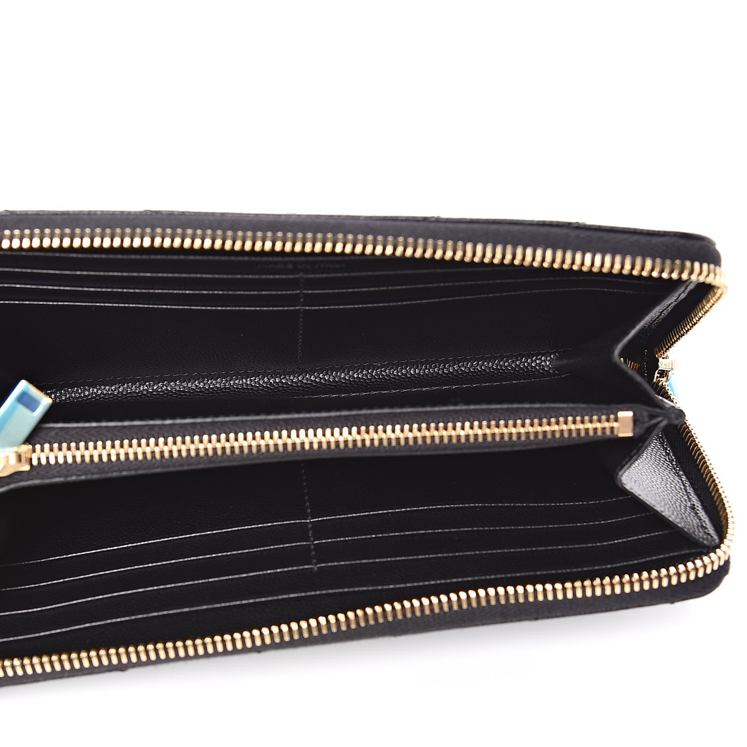Saint Laurent Grain De Poudre Matelasse Chevron Monogram Zip Around Wallet Black 5 of 7