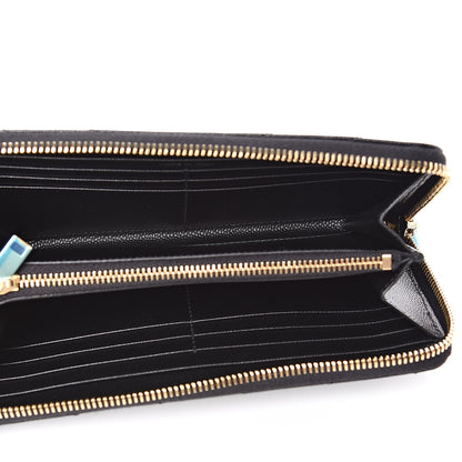 Saint Laurent Grain De Poudre Matelasse Chevron Monogram Zip Around Wallet Black 5 of 7