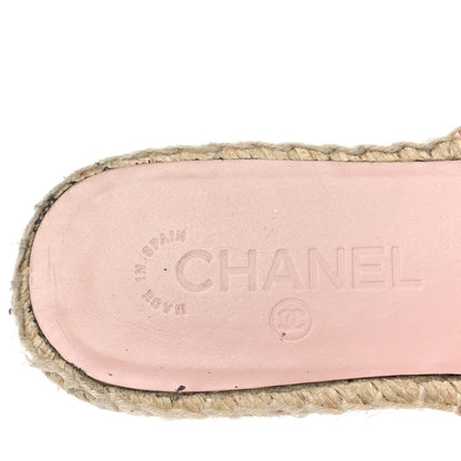 Chanel Mesh Grosgrain Lambskin CC Espadrilles Mule 39 Light Pink Beige 5 of 11