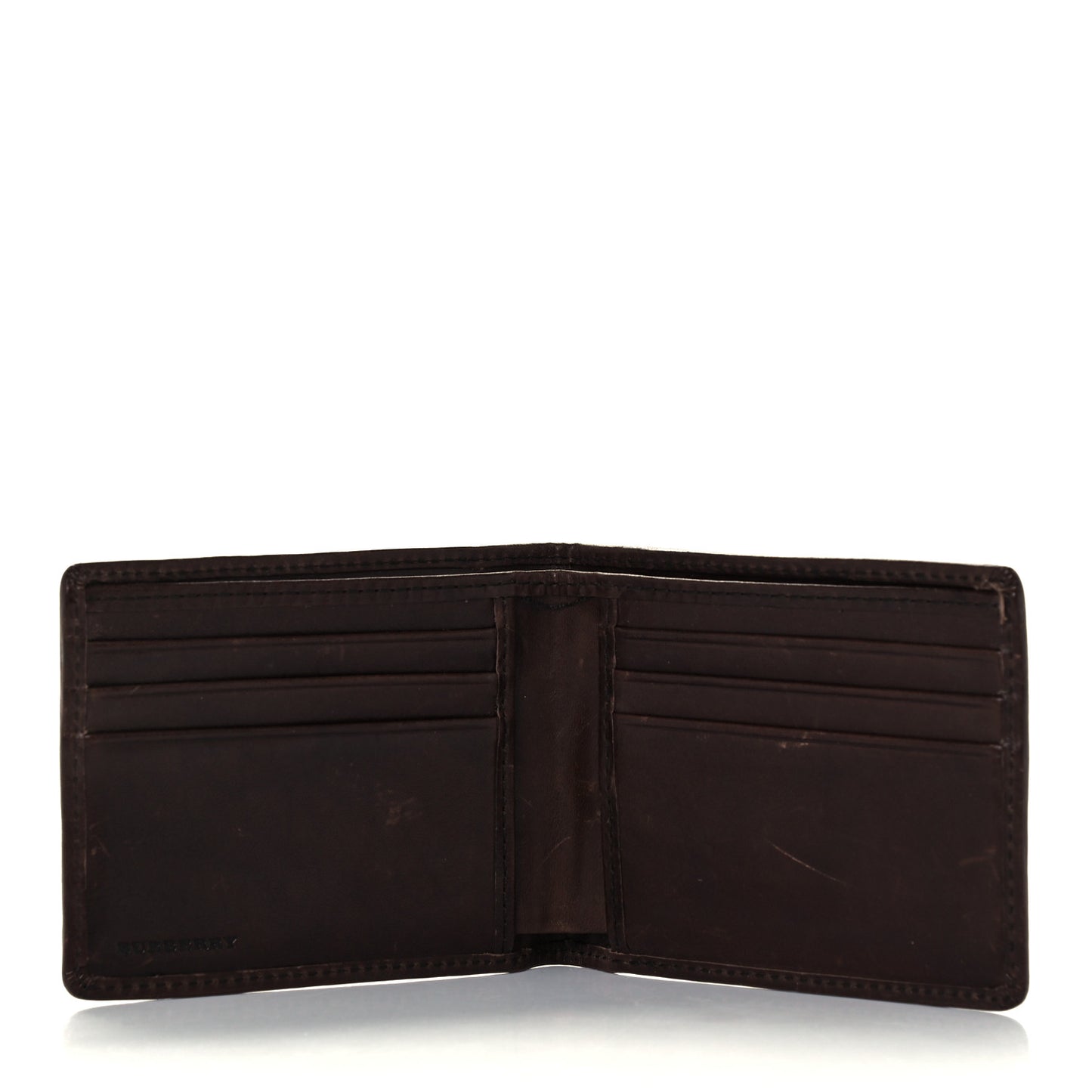 Calfskin House Check Bi-Fold Wallet Brown