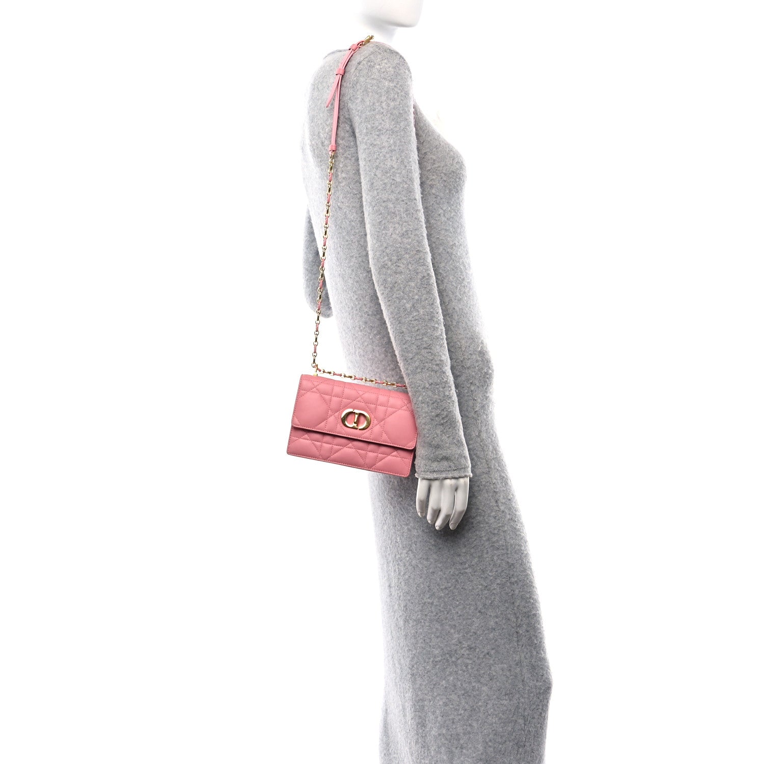 Christian Dior Lambskin Macrocannage Mini Miss Caro Bag Pink 2 of 10