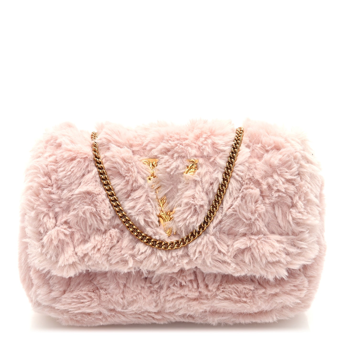 Faux Fur Quilted Virtus Shoulder Bag English Rose