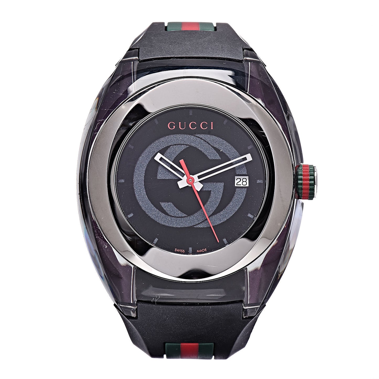 Stainless Steel Rubber 46mm Sync Web Quartz Watch Black