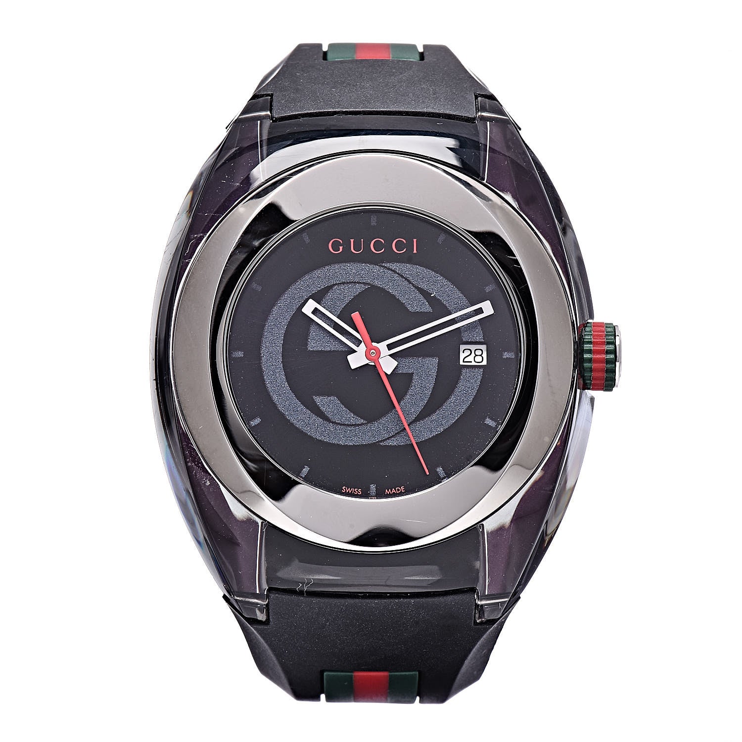 Gucci Stainless Steel Rubber 46mm Sync Web Quartz Watch Black 1 of 6