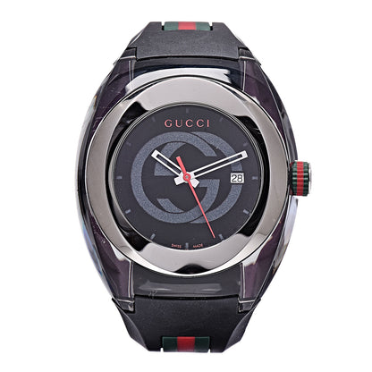 Gucci Stainless Steel Rubber 46mm Sync Web Quartz Watch Black 1 of 6