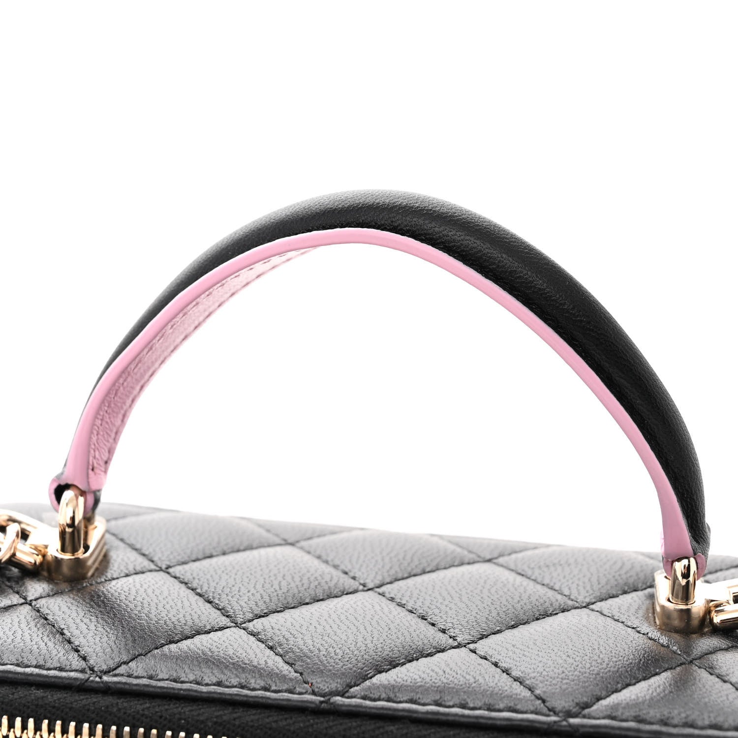 Chanel Lambskin Quilted Small Top Handle Vanity Case With Chain Black Lilac 14 of 15