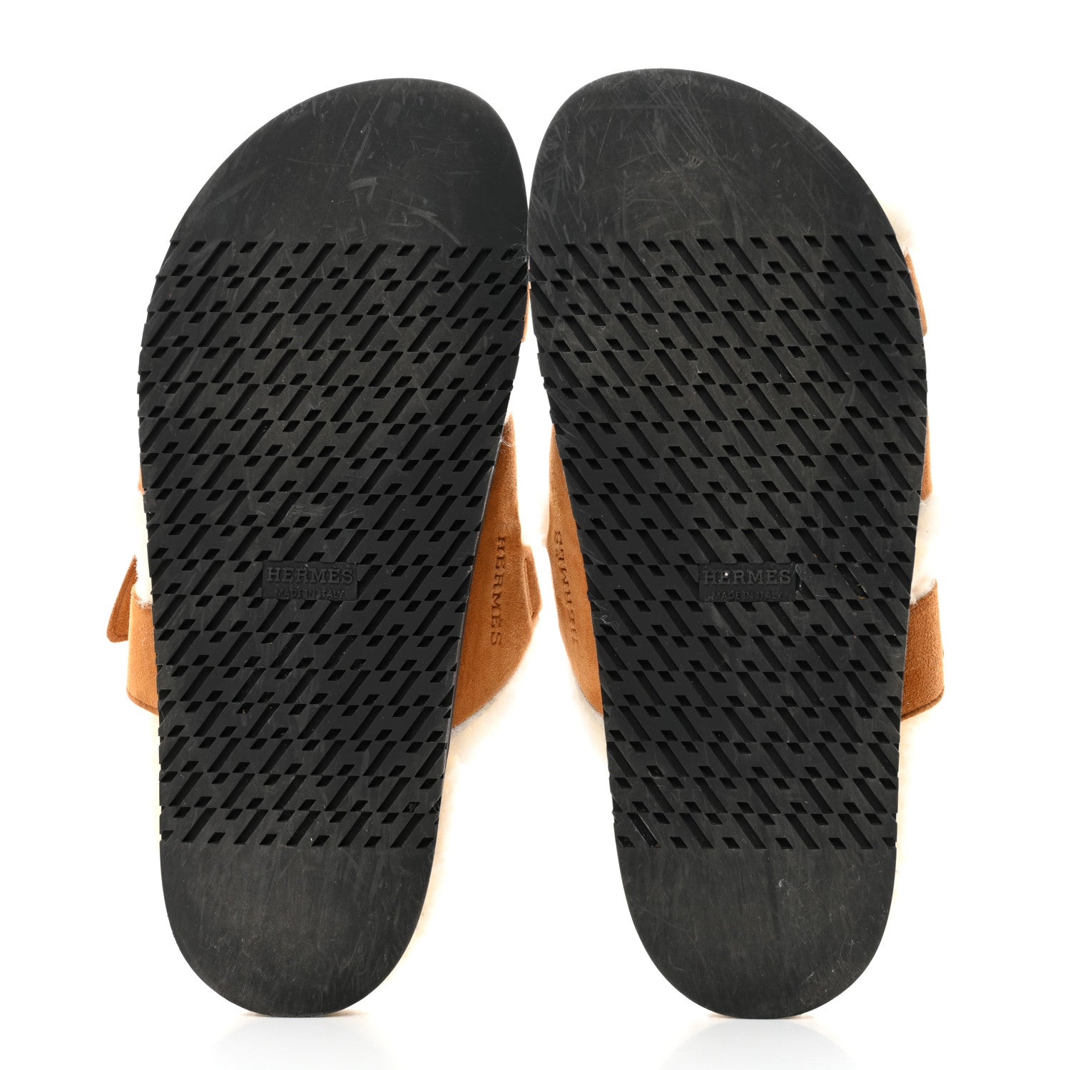 Hermes Suede Goatskin Woolskin Womens Chypre Sandals 40 Golden Beige 5 of 11