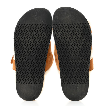 Hermes Suede Goatskin Woolskin Womens Chypre Sandals 40 Golden Beige 5 of 11