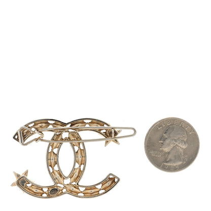 Chanel Crystal Starfall CC Hair Clip Silver 2 of 3