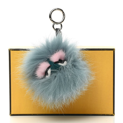 Fendi Fox Mink Rabbit Fur Vitello Flamingo Mini Monster Bag Bug Charm Lagoon Black Multicolor 5 of 5