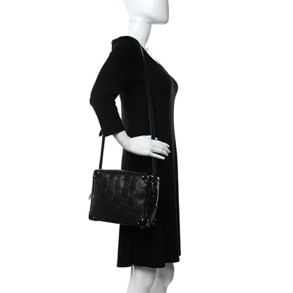 Gucci Calfskin GG Tennis Embossed Square Messenger Bag Black 2 of 8