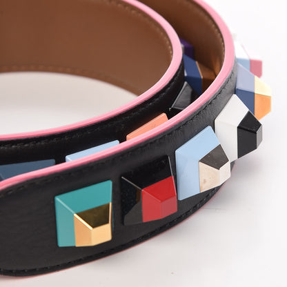Fendi Vitello Dolce Plexiglass Bi-Color Studded Strap You Black Brownie Multicolor 4 of 4