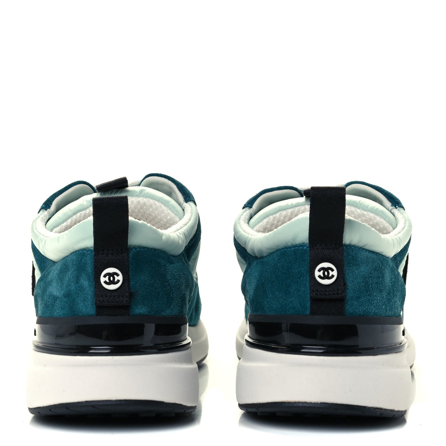Nylon Suede Calfskin CC Sneakers 38 Green Light Green