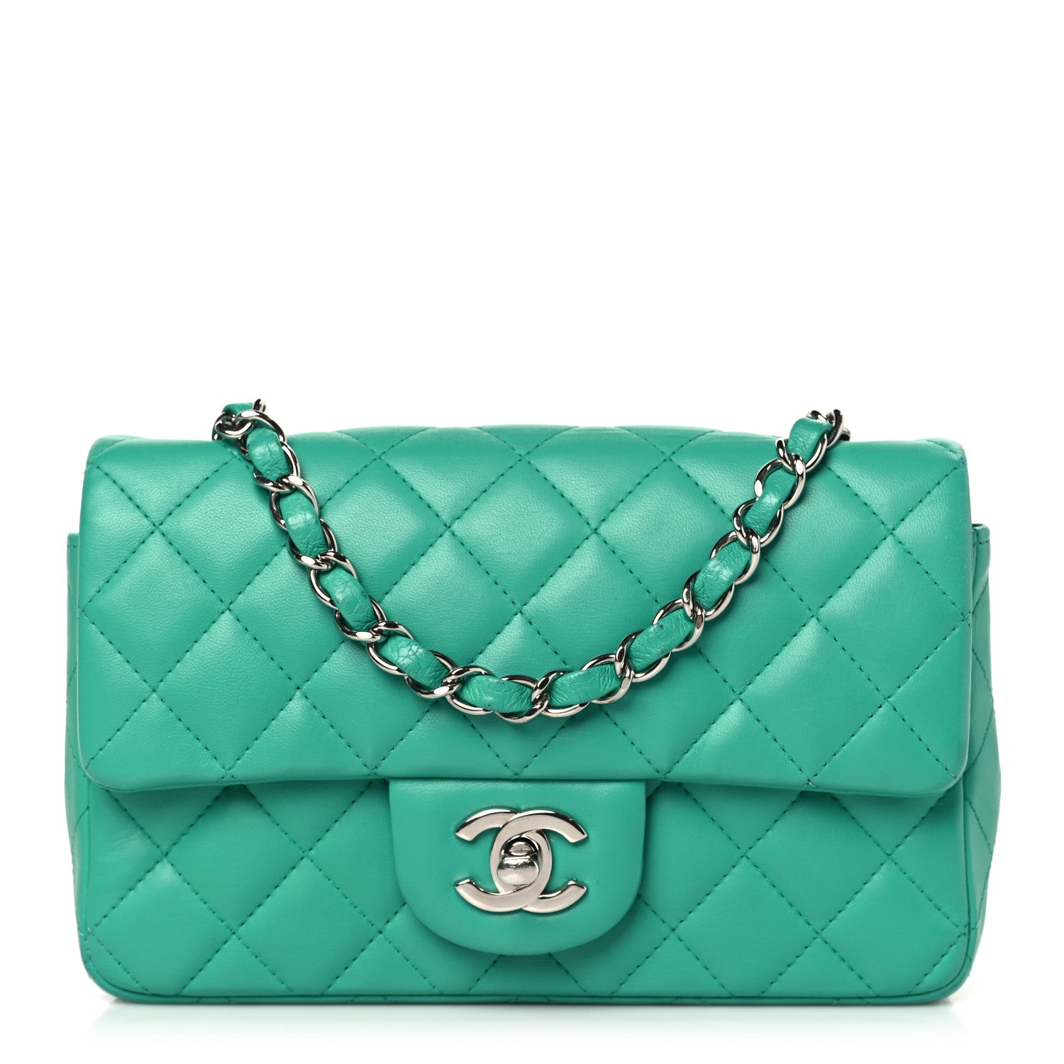 Chanel Lambskin Quilted Mini Rectangular Flap Green 1 of 9