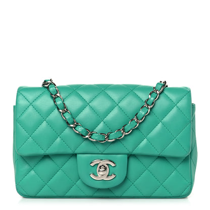 Chanel Lambskin Quilted Mini Rectangular Flap Green 1 of 9