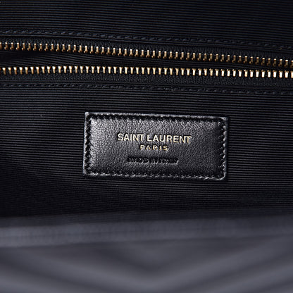 Saint Laurent Grain De Poudre Matelasse Chevron Large Monogram Satchel Black 7 of 10