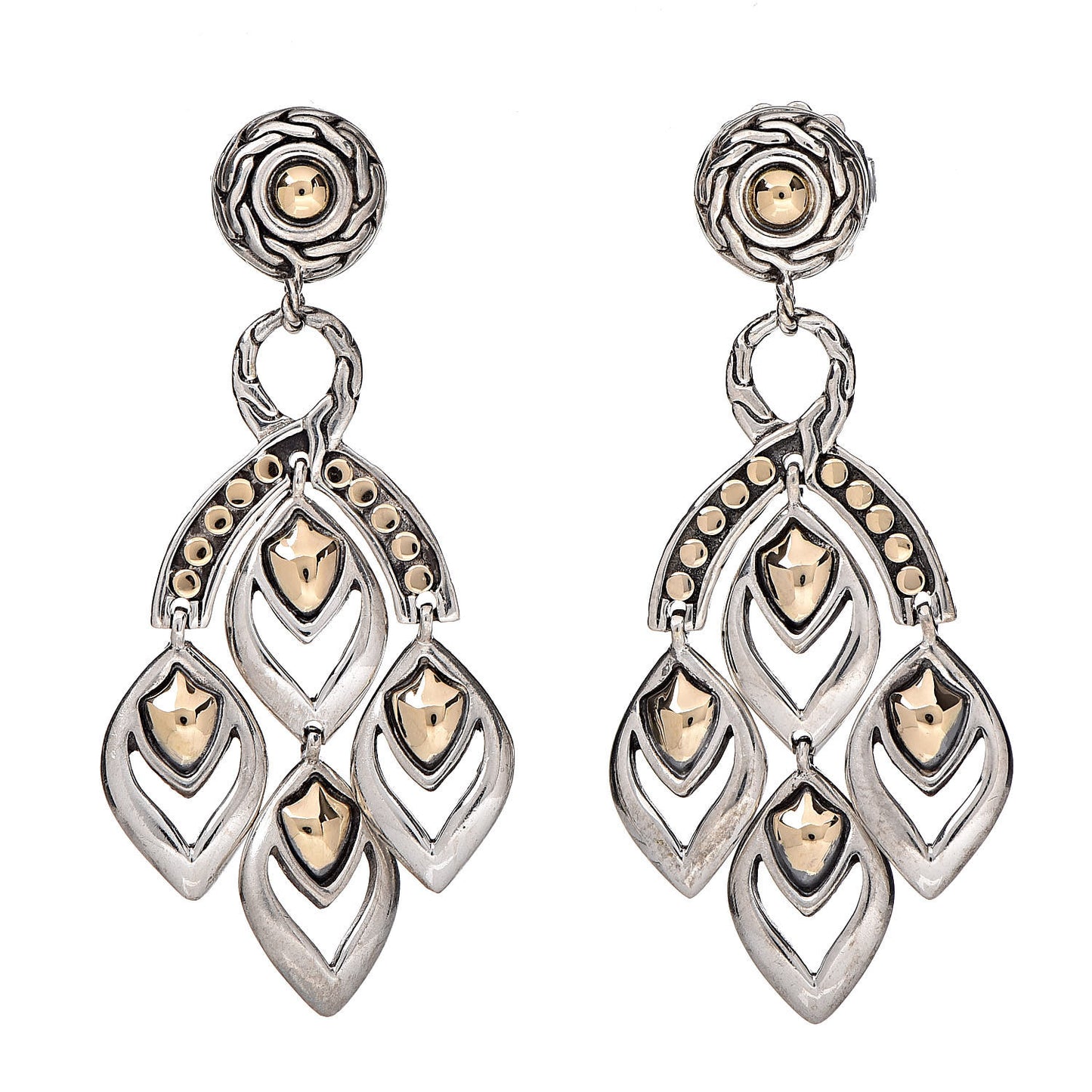 Sterling Silver 18K Yellow Gold Naga Chandelier Earrings