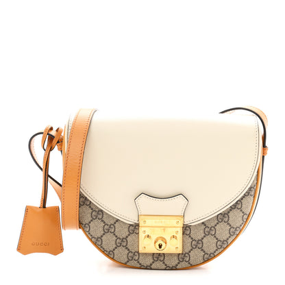 Gucci GG Supreme Monogram Calfskin Small Padlock Messenger Shoulder Bag Beige Mystic White Sun Oil 1 of 10