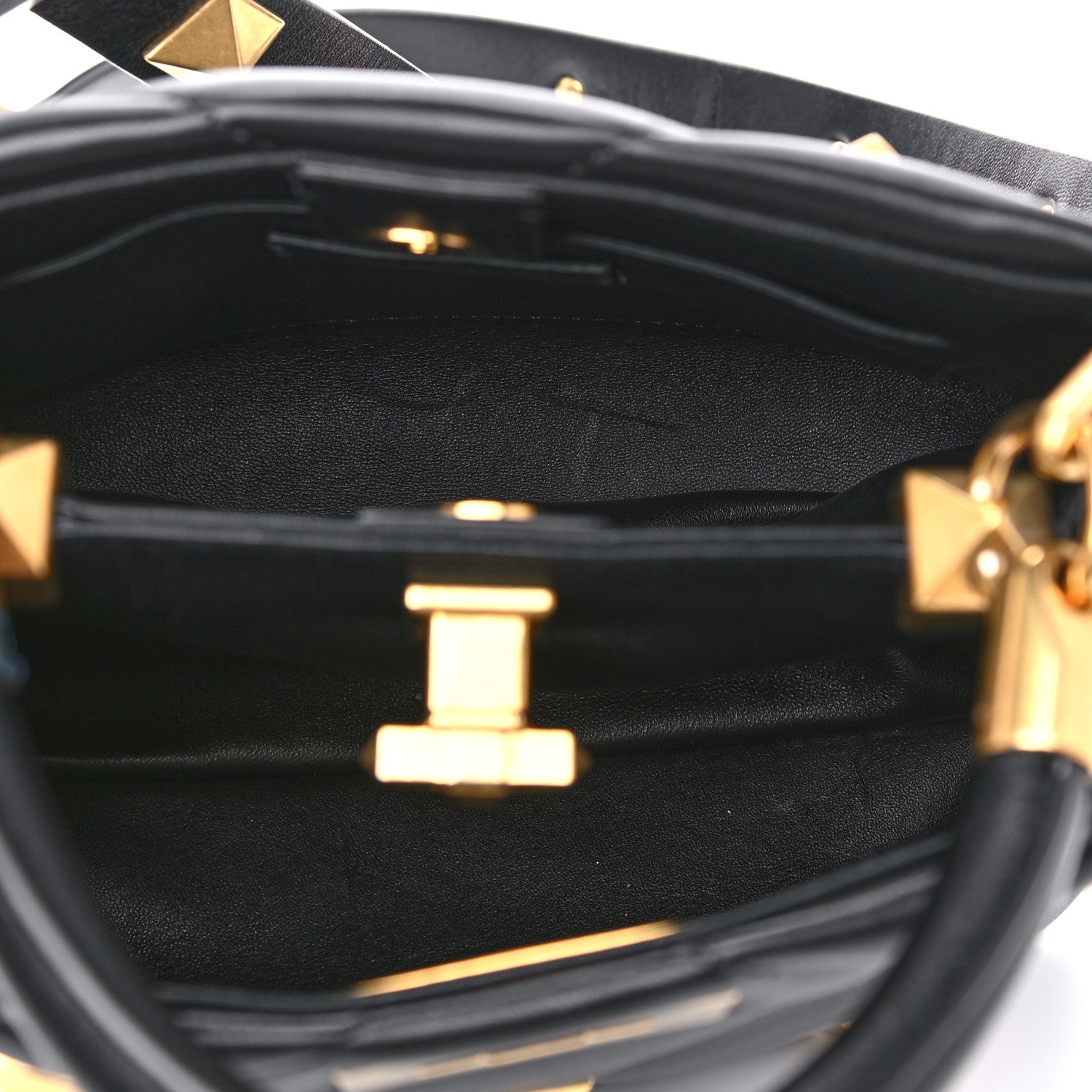 Valentino Garavani Nappa Small Roman Stud The Handle Bag Black 5 of 13