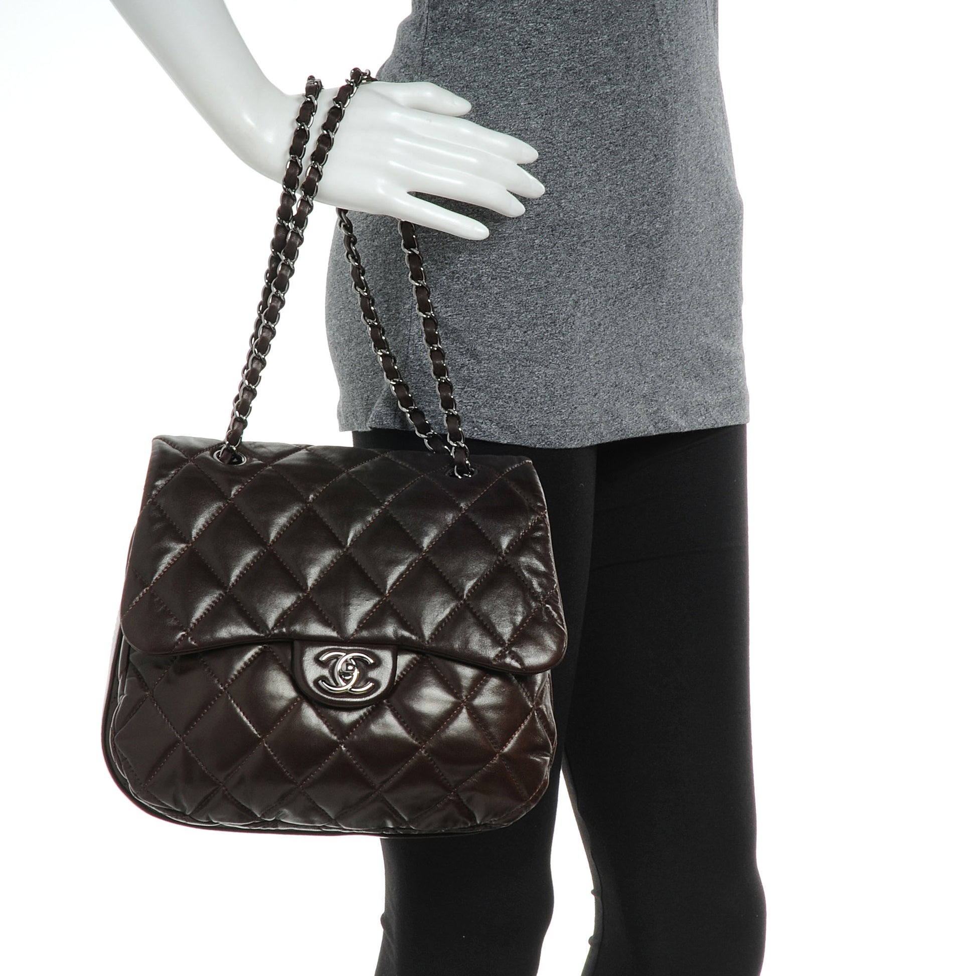 Chanel Lambskin Quilted 3 Large Flap Dark Brown 2 of 8