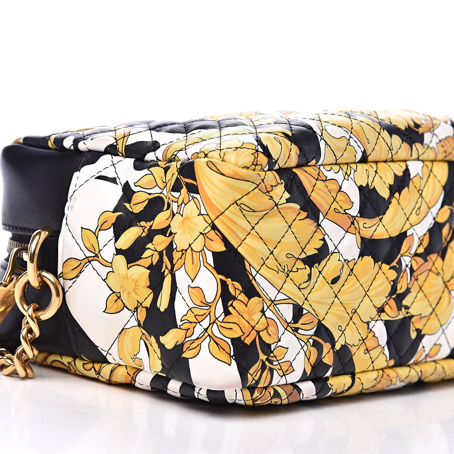 Nappa Quilted Barocco Print Small Camera Bag Black