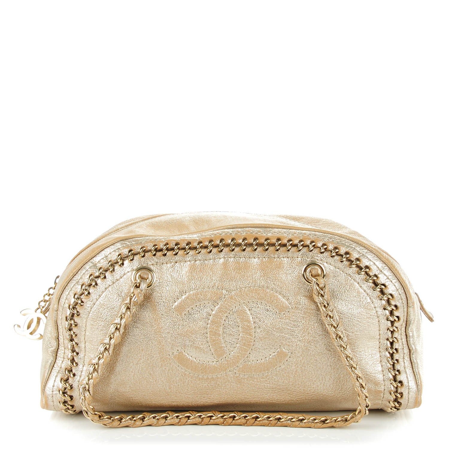 Chanel Metallic Goatskin Medium Luxe Ligne Bowler Tote Gold 1 of 8