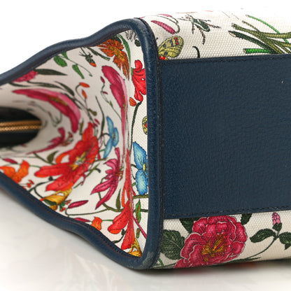 Gucci Canvas Large Flora Tote Navy Multicolor 10 of 19