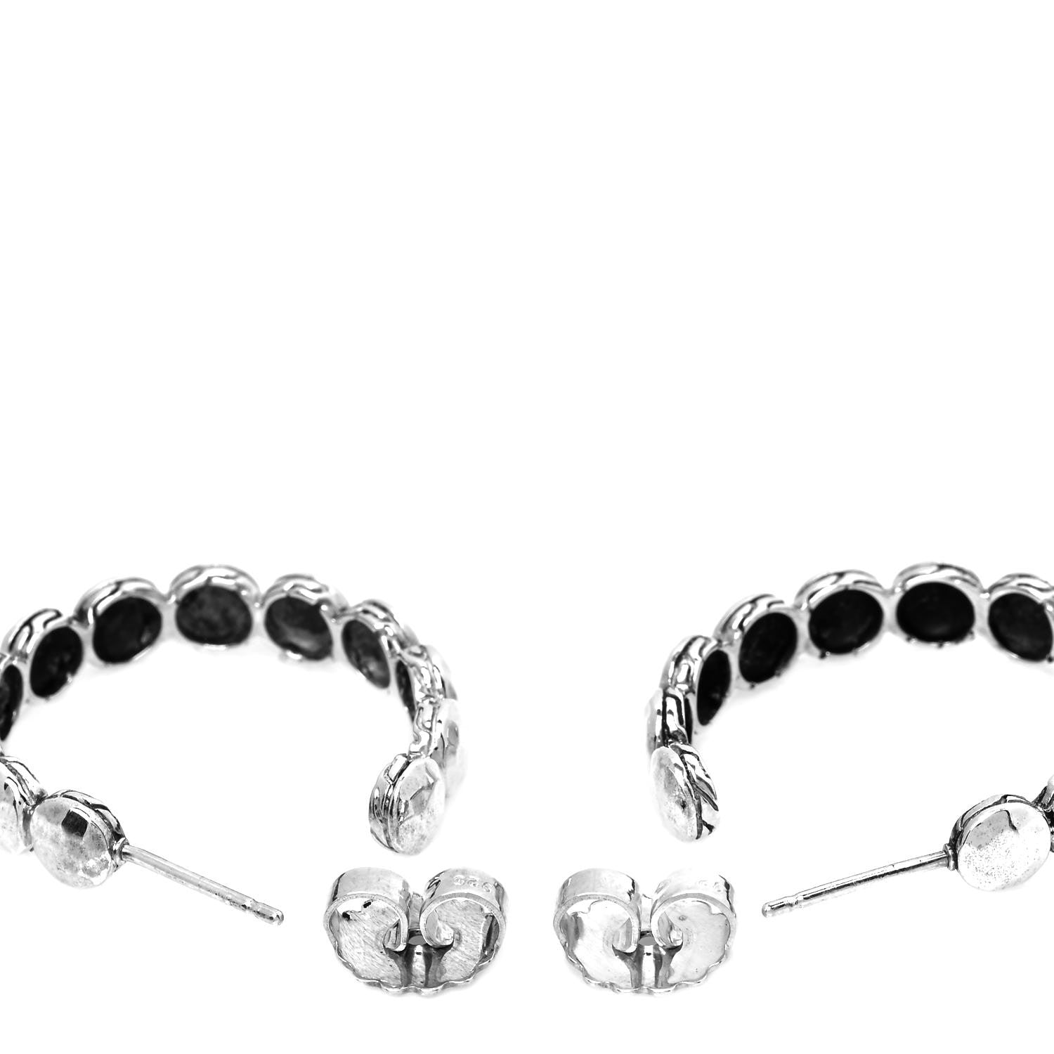 John Hardy Sterling Silver Hammered Dot Hoop Earrings 3 of 4