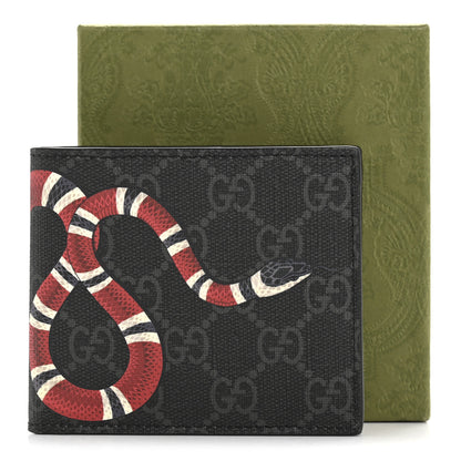 Gucci GG Supreme Monogram Kingsnake Nice Bi-Fold Wallet Black Grey 10 of 10