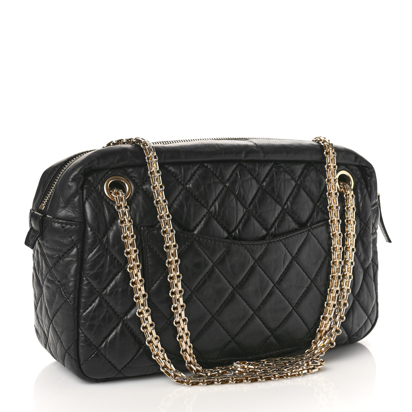 Aged Calfskin Quilted Medium Reissue Camera Case Black