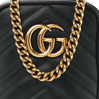 Gucci Calfskin Matelasse Mini GG Marmont Crossbody Bag Black 7 of 9