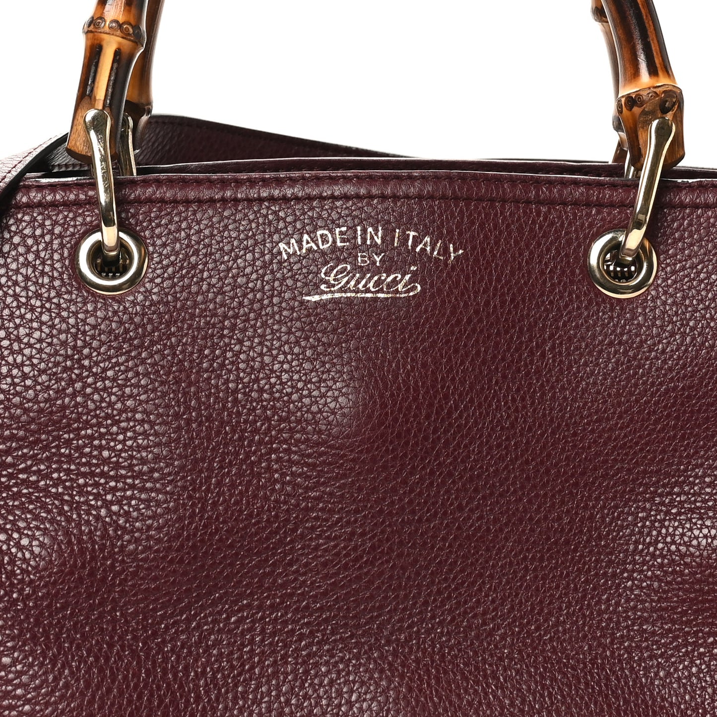 Pebbled Calfskin Medium Bamboo Shopper Tote Burgundy