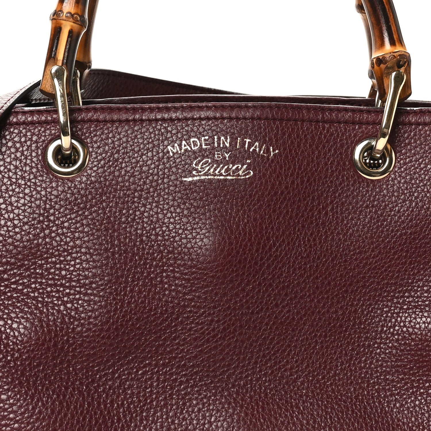 Gucci Pebbled Calfskin Medium Bamboo Shopper Tote Burgundy 9 of 11