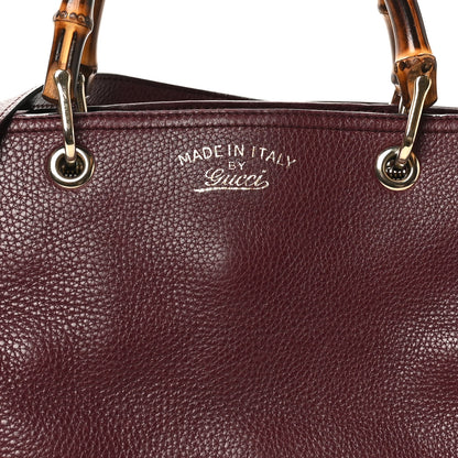 Gucci Pebbled Calfskin Medium Bamboo Shopper Tote Burgundy 9 of 11