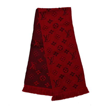 Louis Vuitton Wool Silk Logomania Scarf Rubis 2 of 5