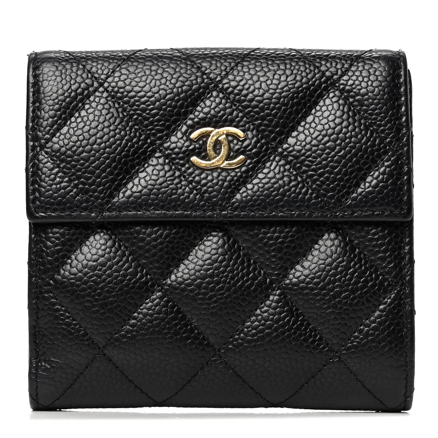 Chanel Caviar Quilted Compact French Flap Wallet Black 1 of 7