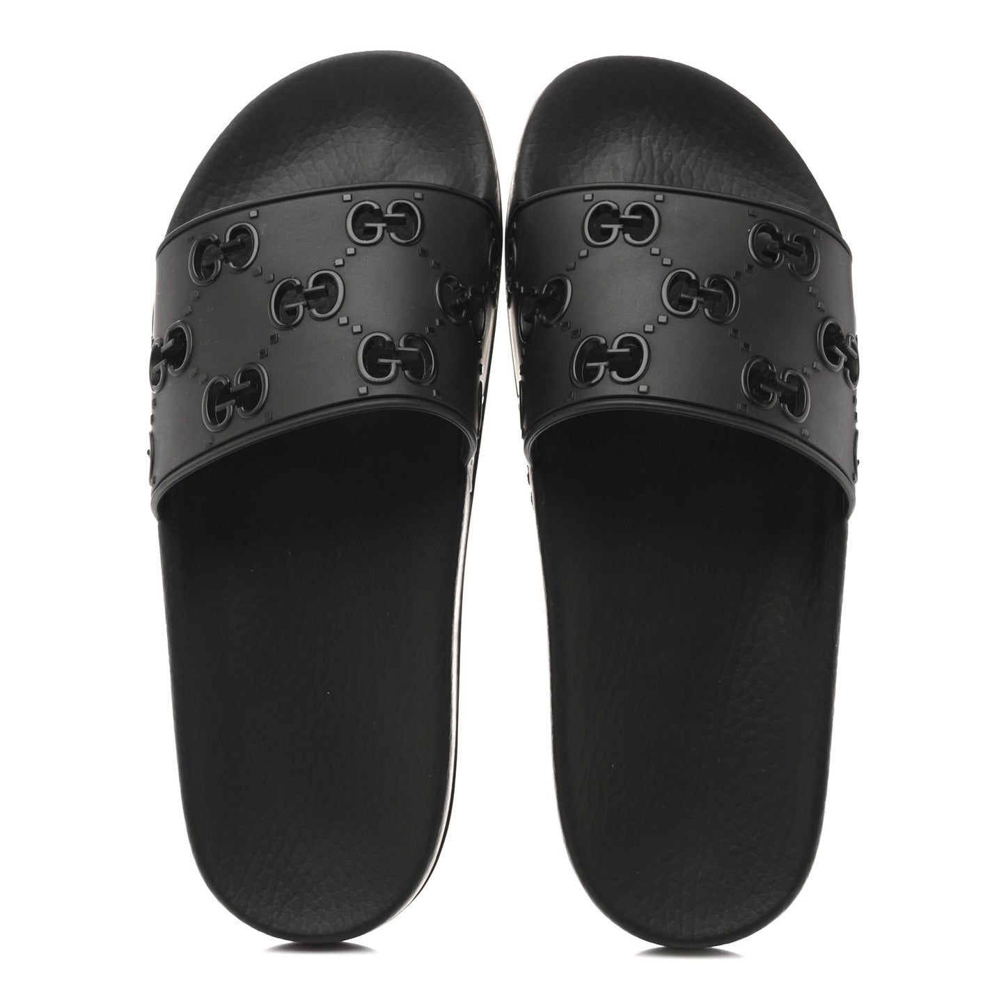 Rubber GG Monogram Perforated Womens Slide Sandals 40 Black